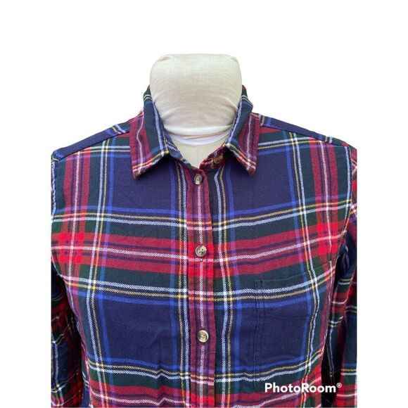 American Eagle Amazingly Soft Flannel Blue/Red Plaid Shirt‎ Size M - Picture 3 of 9